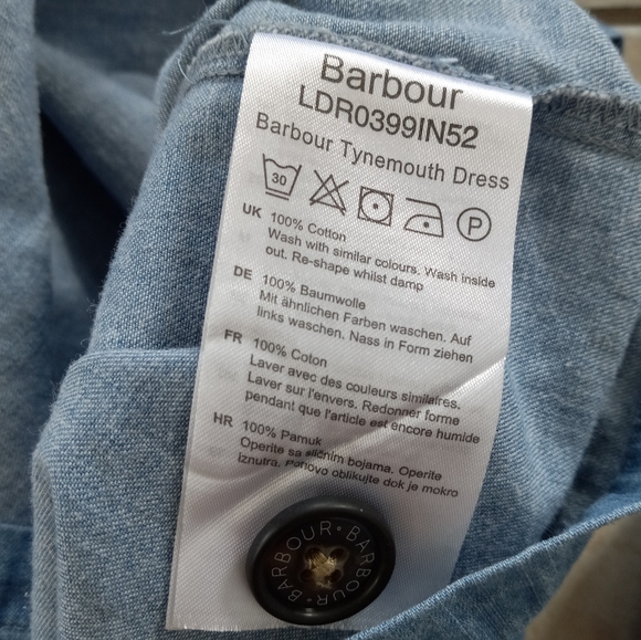 Barbour Tynemouth Denim Utility Shirt Midi Dress In Authentic Wash 10 - Picture 8 of 16